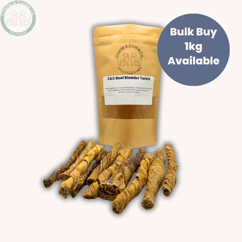 C&C Beef Bladder Twists | Low-Fat, High-Protein Dog Treats Charlie & Cookie Co.