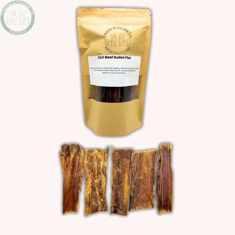 C&C Beef Gullet Treats - Flat or Rolled | Low Fat, High Protein Chews Charlie & Cookie Co.