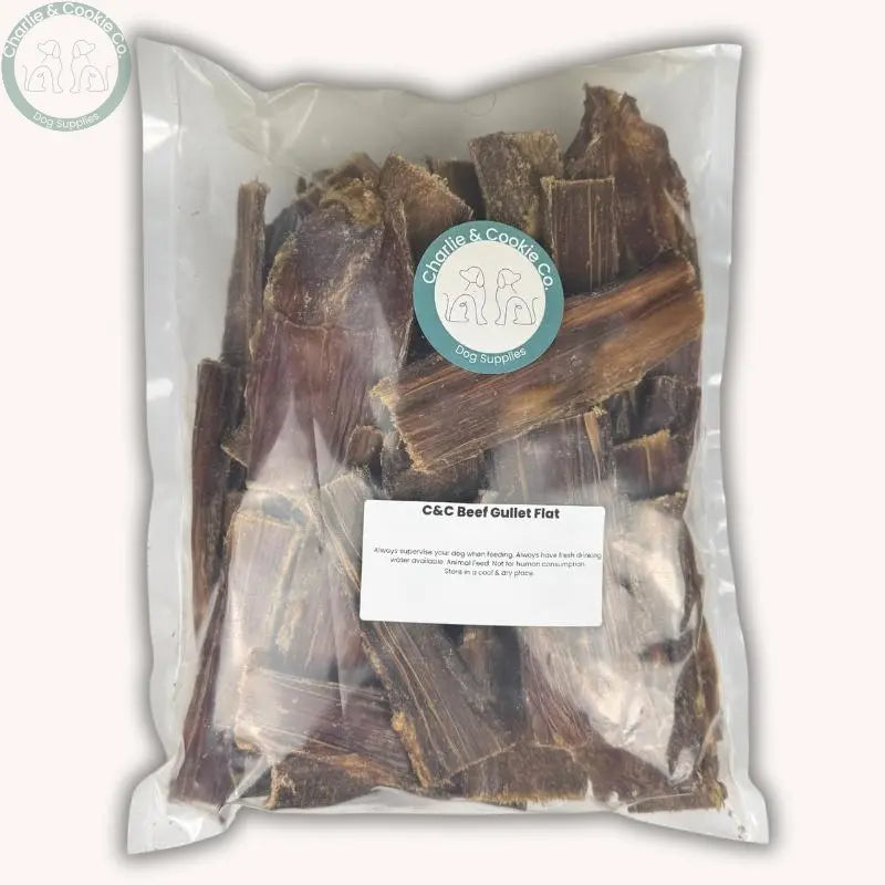 C&C Beef Gullet Treats - Flat or Rolled | Low Fat, High Protein Chews Charlie & Cookie Co.