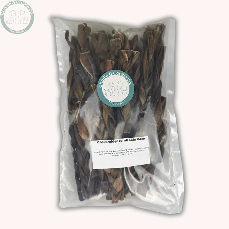 C&C Braided Lamb Skin 15cm | Hypoallergenic, High Protein Chew for Dogs Charlie & Cookie Co.