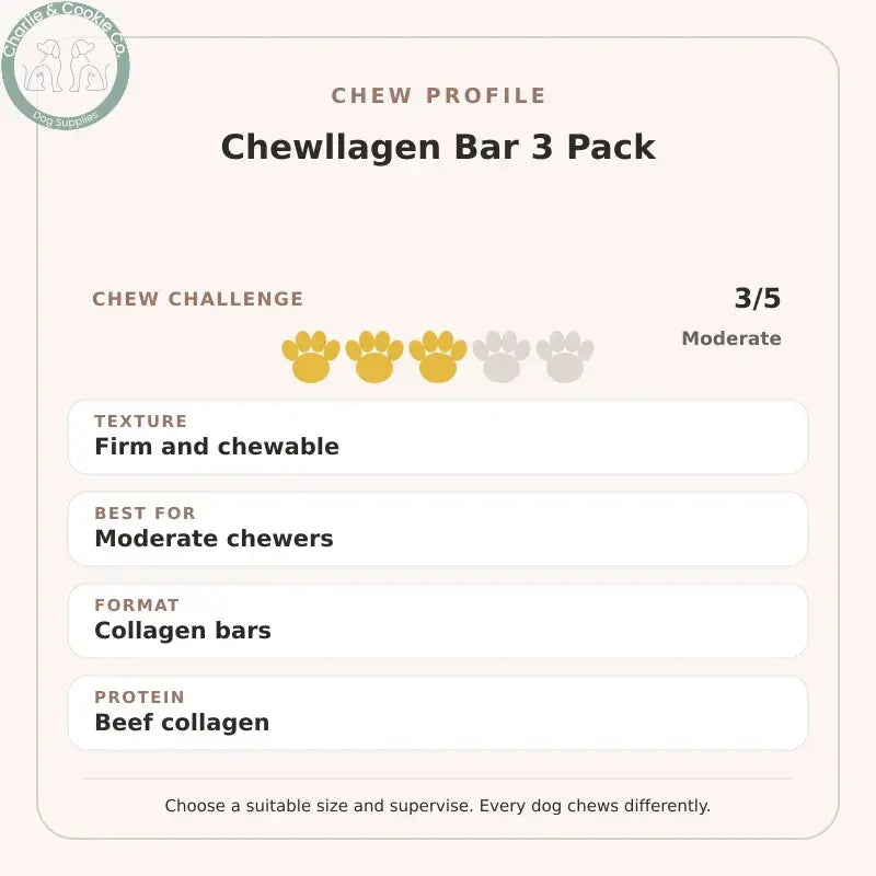 Chew Profile for Chewllagen Bar 3 Pack: challenge 3/5, firm and chewable