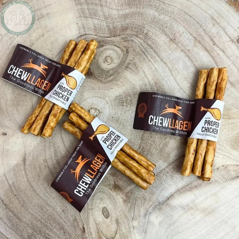Chewllagen Mini Rolls 5 Pack collagen-rich dog chews in Beef or Chicken