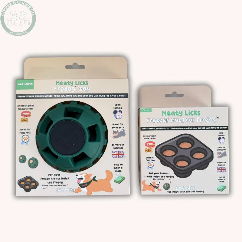 Frodog by Meaty Licks freezer treat toy for dogs, Small, Large, tray or bundle