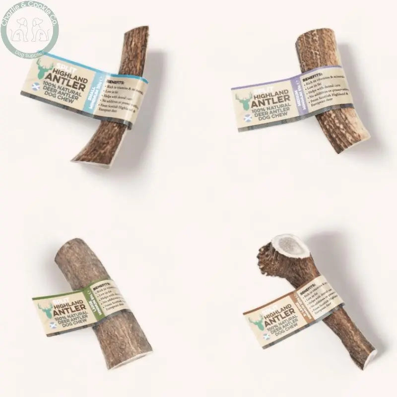 Highland Split Antler Dog Chew natural deer antler chew in four sizes