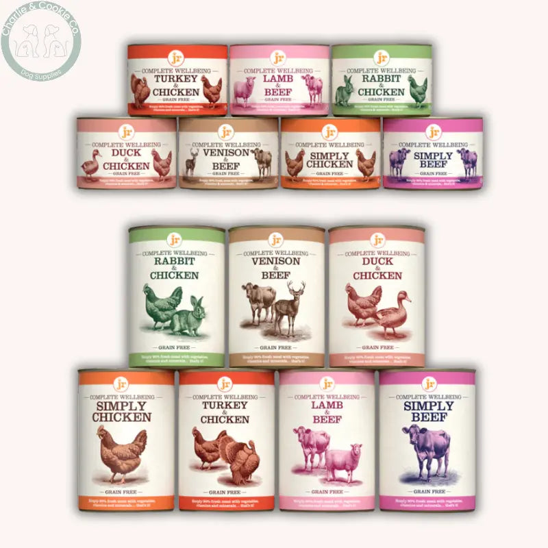 JR Pet Products Complete Wellbeing wet dog food in 200g or 400g, seven recipes