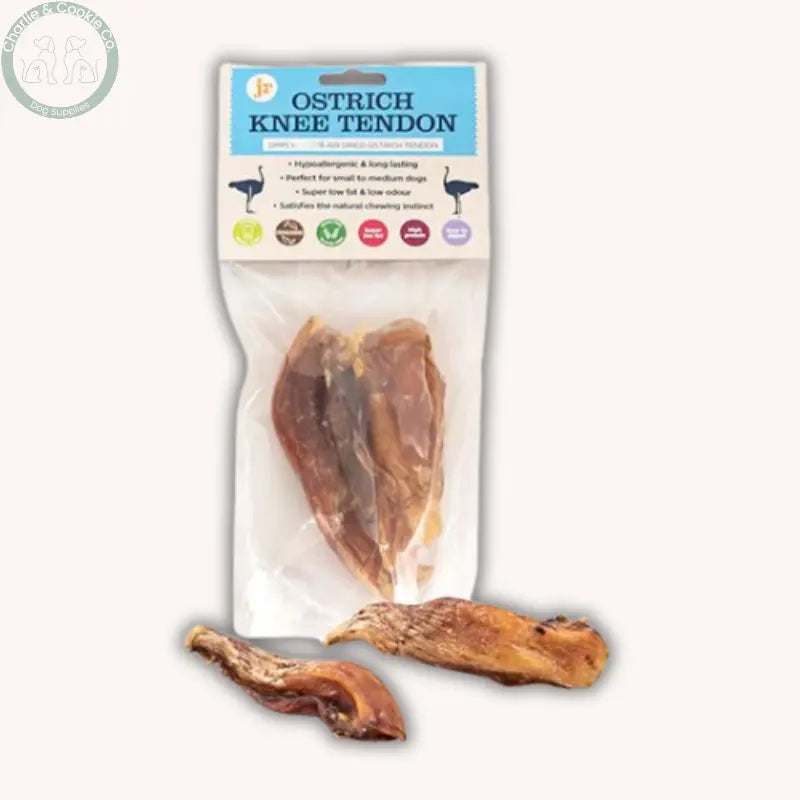 JR Pet Products Ostrich Knee Tendon (Pack of 2) | Hypoallergenic, Low-Fat Natural Chew JR Pet Products