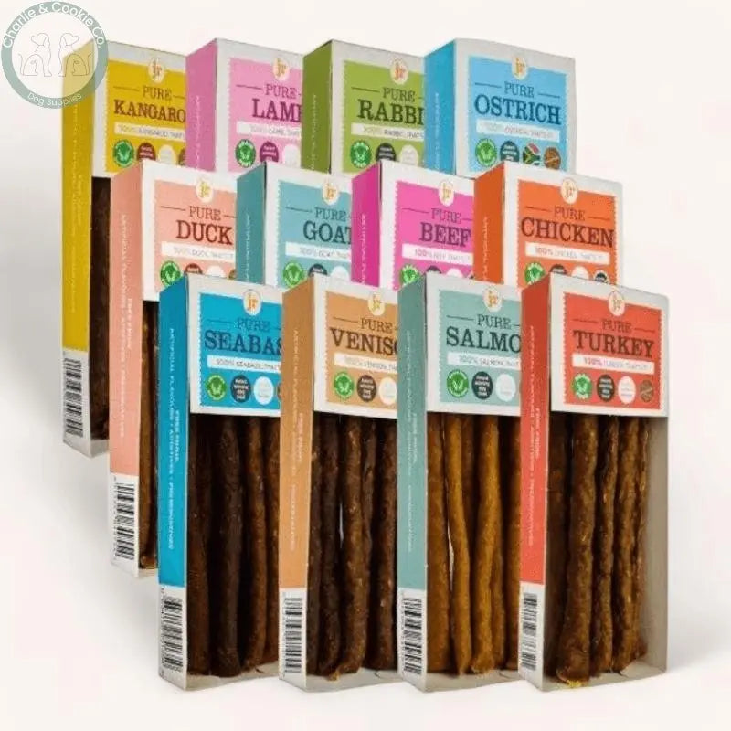 JR Pet Products Pure Meat Sticks 50g - 12 Protein Options - High-Protein, Hypoallergenic Dog Treat - Charlie & Cookie Co.