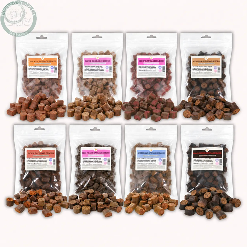 JR Pet Products Sausage Slices 250g dog training treats in eight recipes