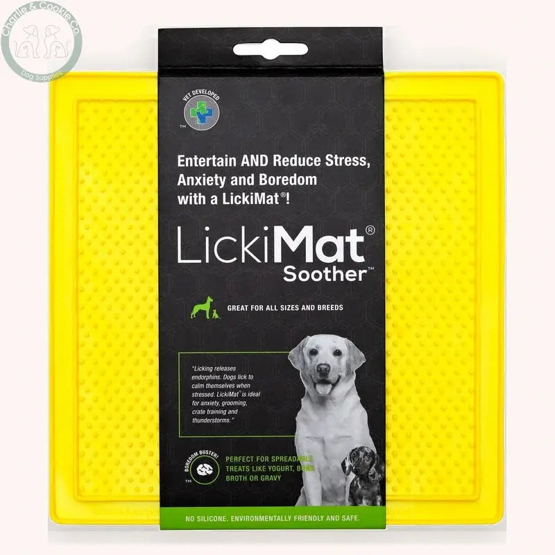 LickiMat Soother Yellow slow feeder mat for dogs and cats