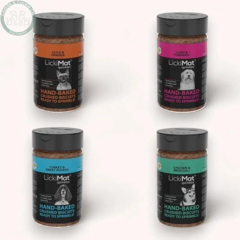 LickiMat Sprinkles Handbaked Crushed Biscuits 150g - 4 Flavour Options - Wheat-Free & Low Calorie - Charlie & Cookie Co.