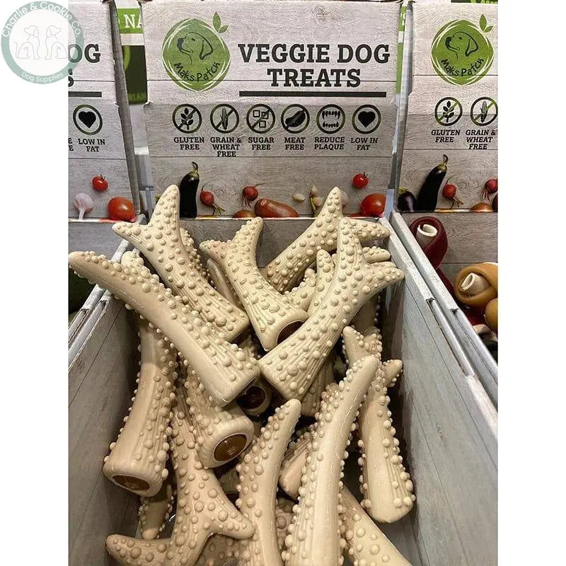 Maks Patch Peanut Butter Antler (Individual - 11cmx3.5-5cm) - Low-Fat & Vegan Dog Treat - Charlie & Cookie Co.