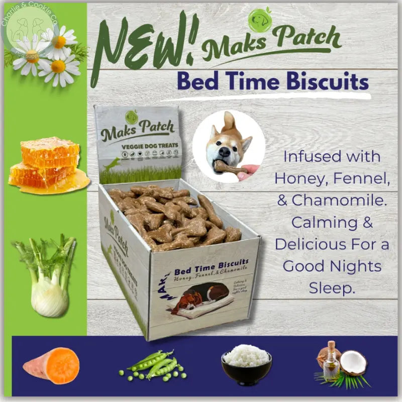 Maks Patch Time For Bed Biscuits (Individual - 7cm) - Vegan, Calming Bedtime Treat for Dogs Miro & Makauri