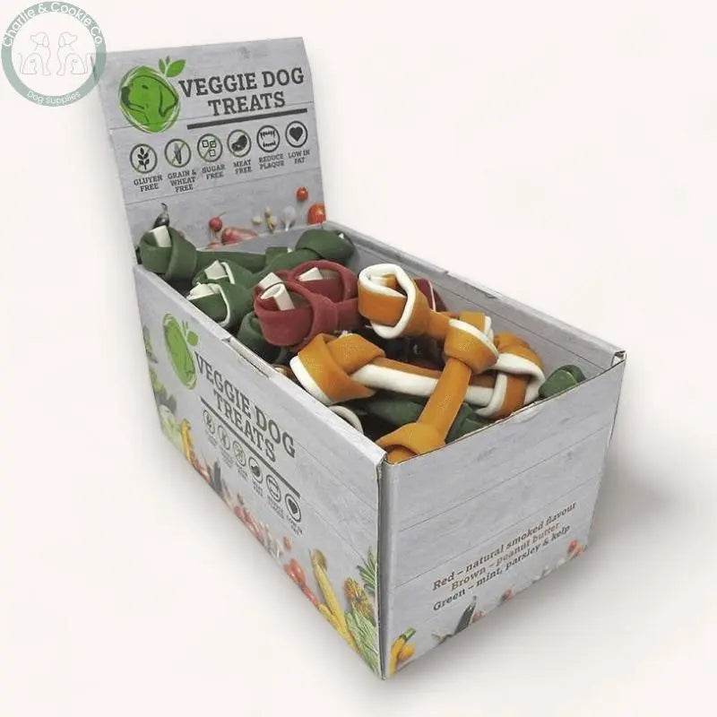 Maks Patch Veggie Knotted Bones (Individual) - 2 Size Options - Low-Fat & Vegan Dog Treat - Charlie & Cookie Co.