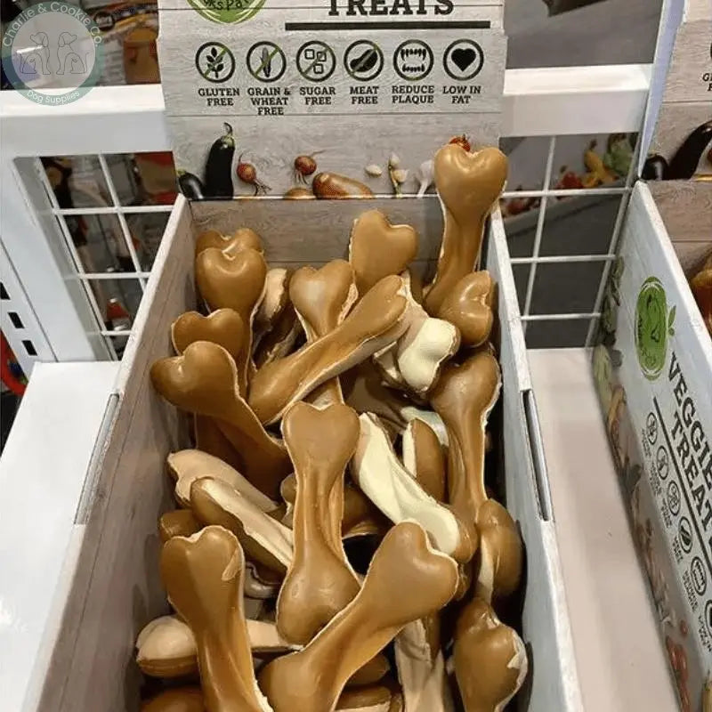 Maks Patch Peanut Butter Dual-Sided Bone (Individual) - 2 Size Options - Low-Fat & Vegan Dog Treat - Charlie & Cookie Co.