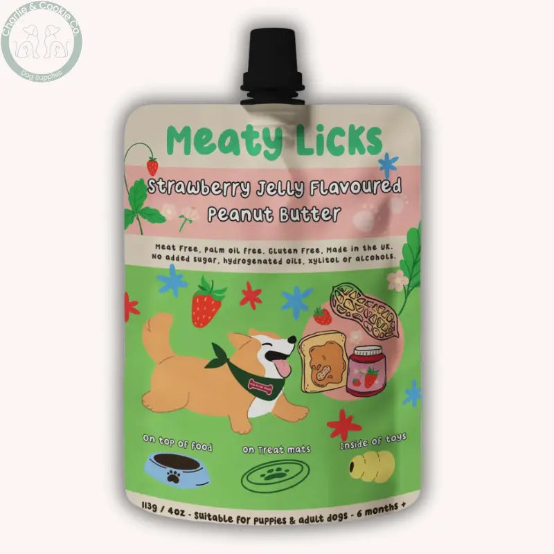 Meaty Licks Flavoured Peanut Butter 113g | Vegan Dog Treat Pouches Apex Pet Products