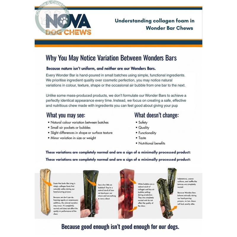 Natural small-batch variation in Nova Wonder Bar dog chews