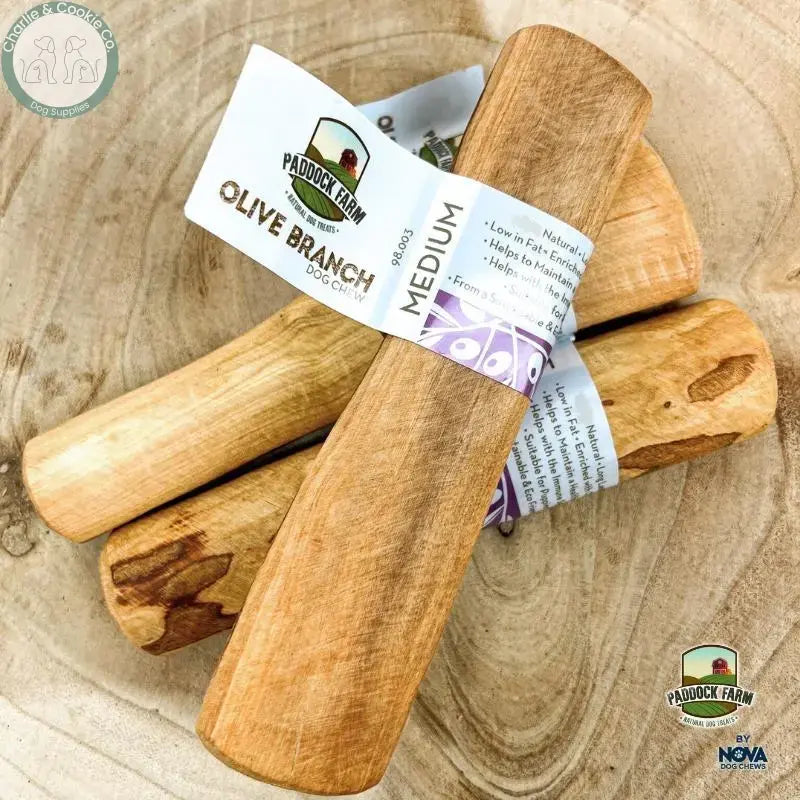 Paddock Farm Olive Branch Dog Chew natural wood chew in Small Medium and Large sizes
