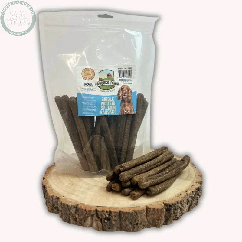 Paddock Farm Single Protein Sausages 1kg dog treats in four recipes