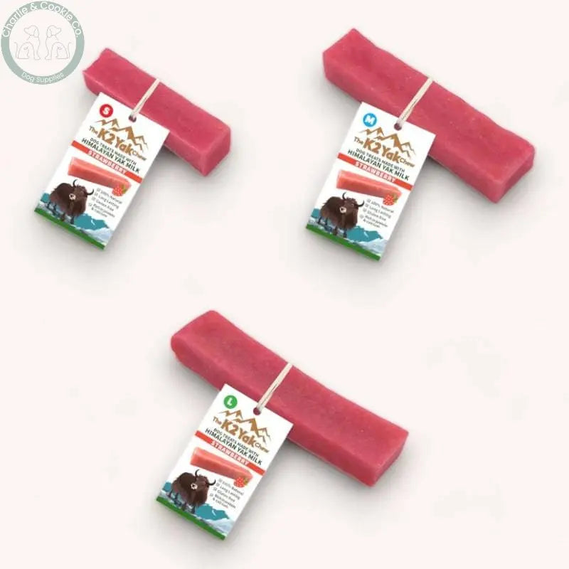 The K2 Yak Chew Strawberry - Durable, Nutritious Dog Chew - 3 Weight Options - Charlie & Cookie Co.