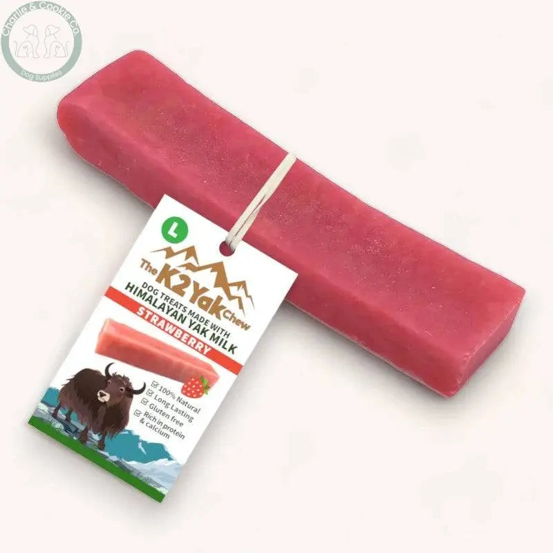 The K2 Yak Chew Strawberry - Durable, Nutritious Dog Chew - 3 Weight Options - Charlie & Cookie Co.