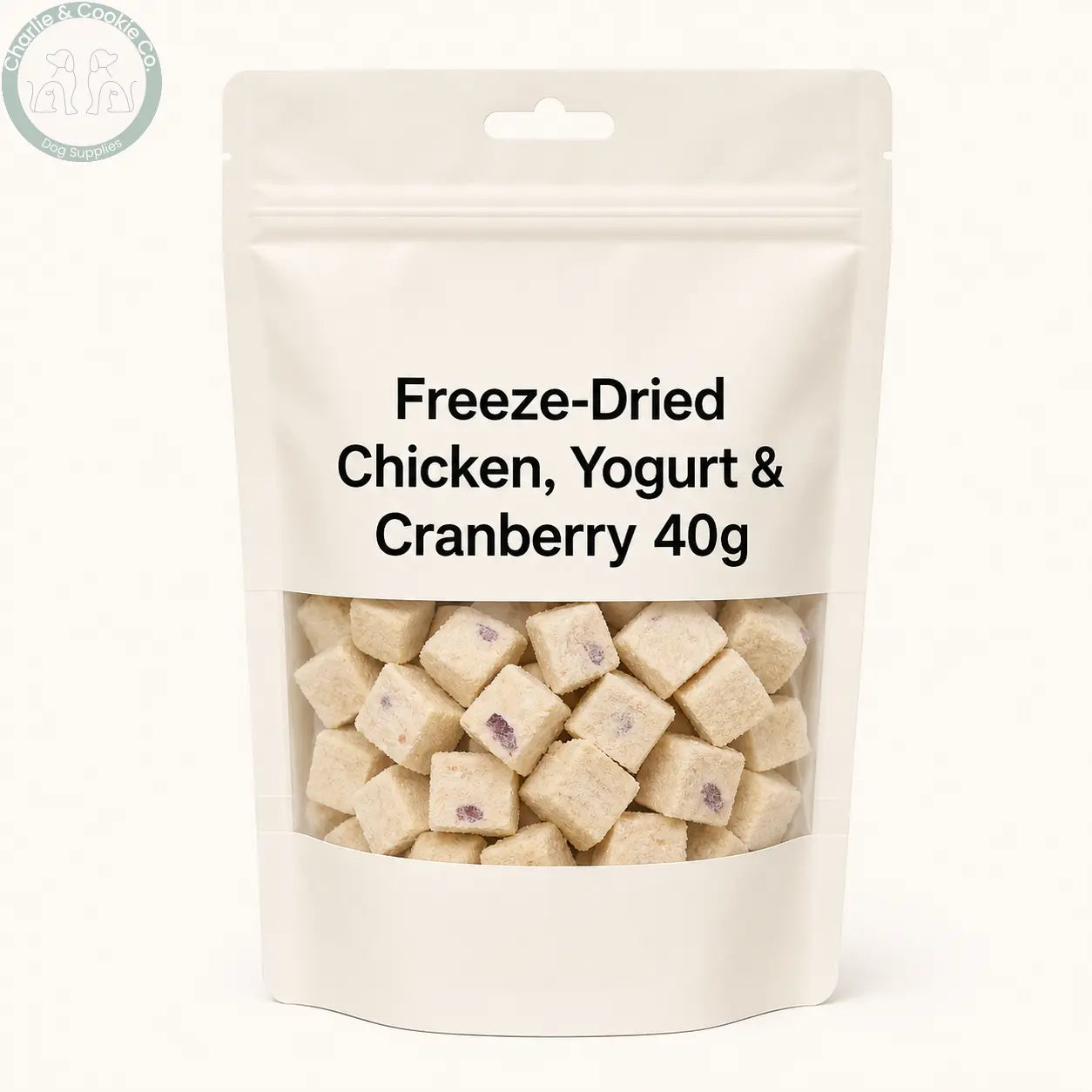 Unbranded freeze-dried chicken, yogurt and cranberry 40g pouch