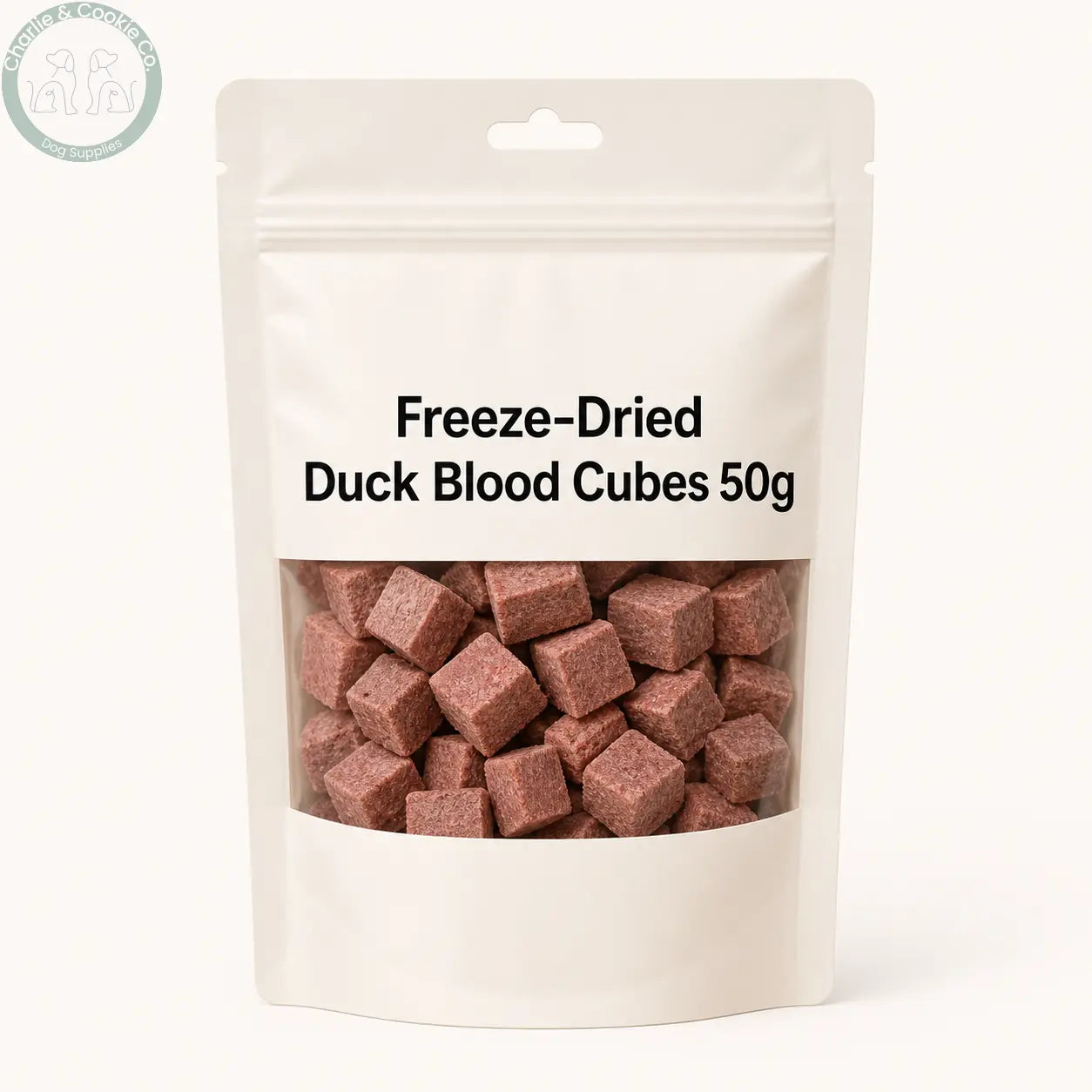 Unbranded freeze-dried duck blood cubes 50g pouch
