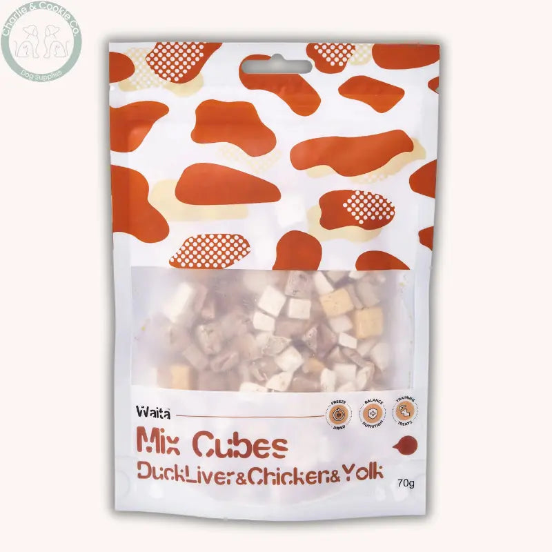 Waita Freeze-Dried Mix Cubes (Duck Liver, Chicken & Egg Yolk) 70g | High-Reward Treat for Dogs, Cats & Small Pets Waita