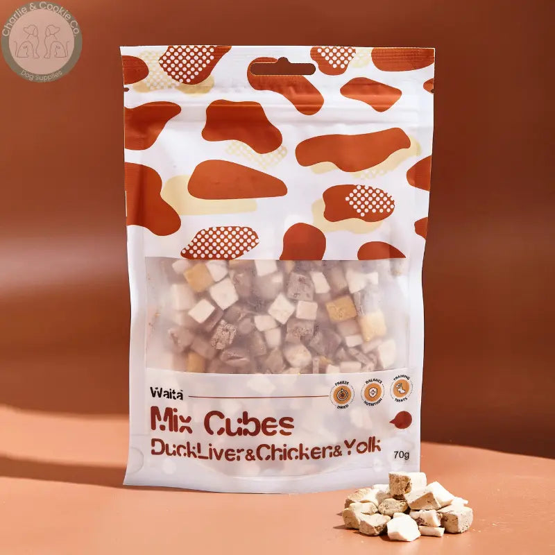 Waita Freeze-Dried Mix Cubes (Duck Liver, Chicken & Egg Yolk) 70g | High-Reward Treat for Dogs, Cats & Small Pets Waita
