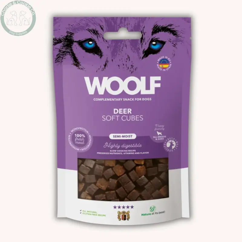 Woolf Soft Cubes 100g | Semi-Moist Natural Dog Treats – Fish Beef, Goat or Deer Woolf