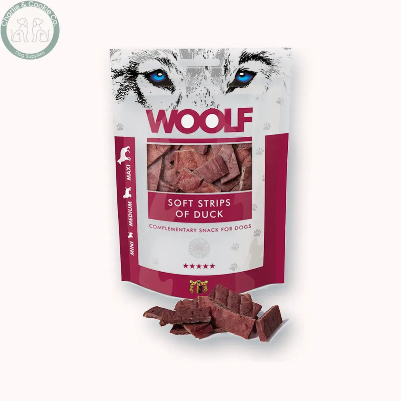 Woolf Soft Strips 100g, Soft Duck pouch with loose strips