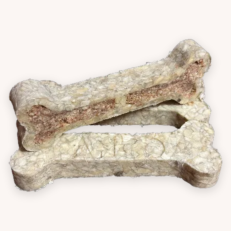 Anco Crunchy Collagen Bones with peanut butter, showing the filling