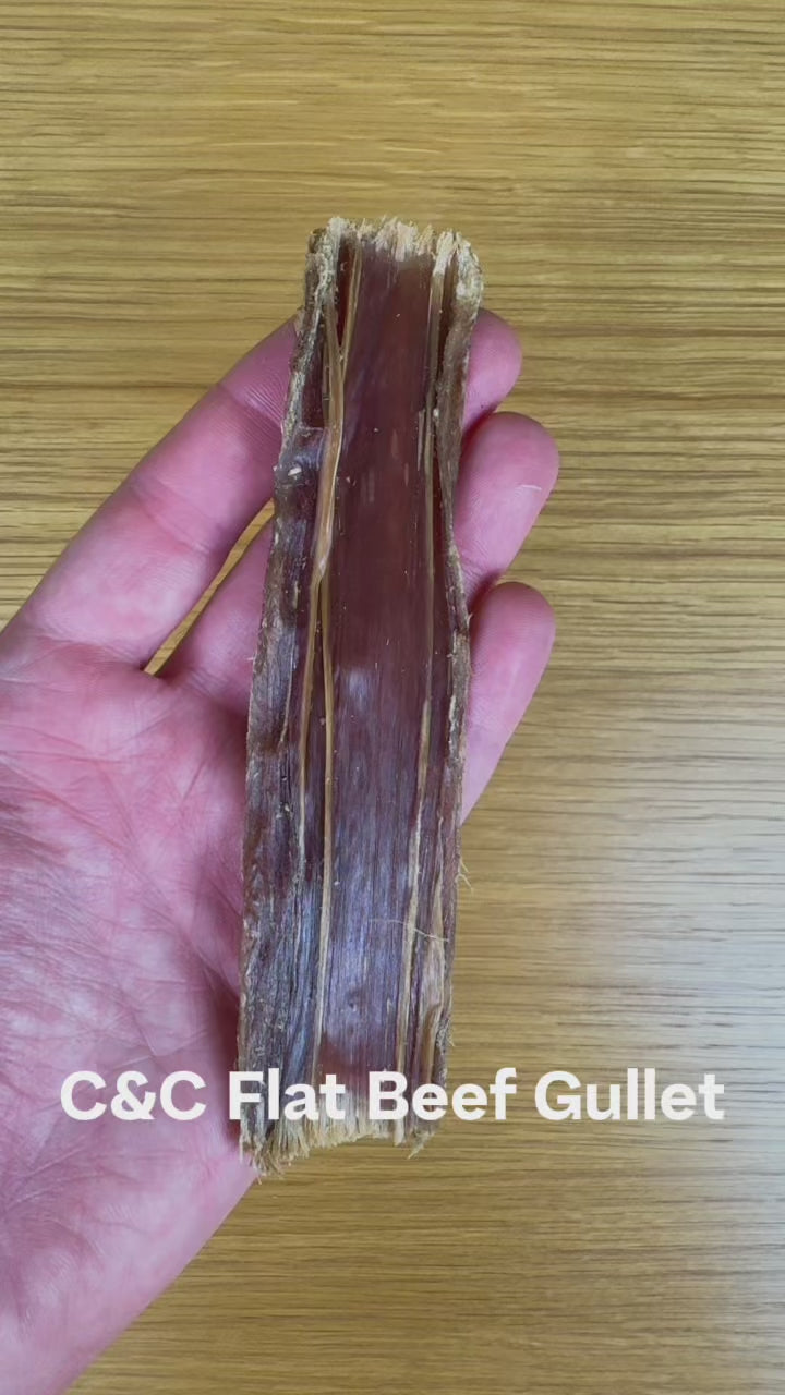 C&C Beef Gullet Treats - Flat or Rolled | Low Fat, High Protein Natural Dog Chews
