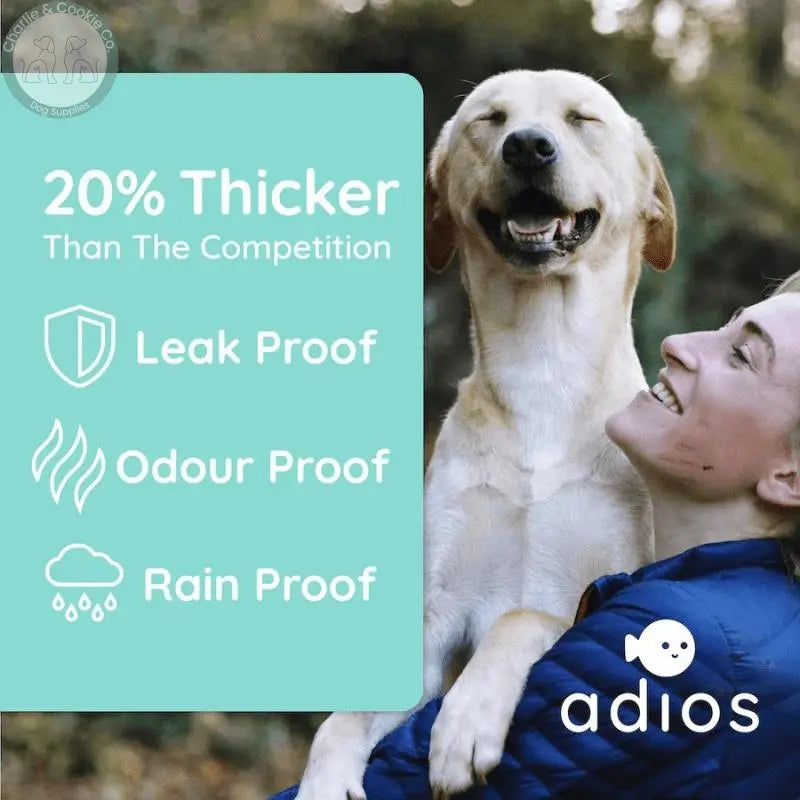 Adios Plastic Compostable Dog Poo Bags (without handles) - 3 Colour Options - Biodegradable, Strong &amp; Eco-Friendly - Charlie &amp; Cookie Co.