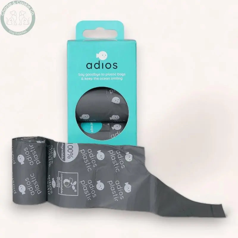 Adios Plastic Compostable Dog Poo Bags (Handles) - Eco-Friendly, Biodegradable, Strong &amp; Durable - Charlie &amp; Cookie Co.