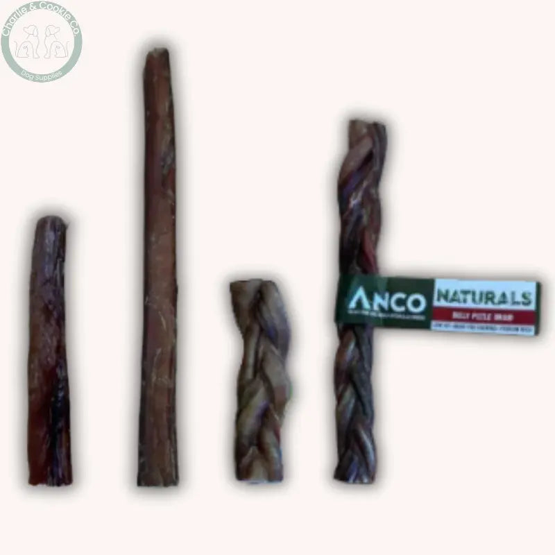 Anco Naturals Bully Pizzle Sticks &amp; Braids for Dogs | Natural Dental Chew Medium &amp; Large