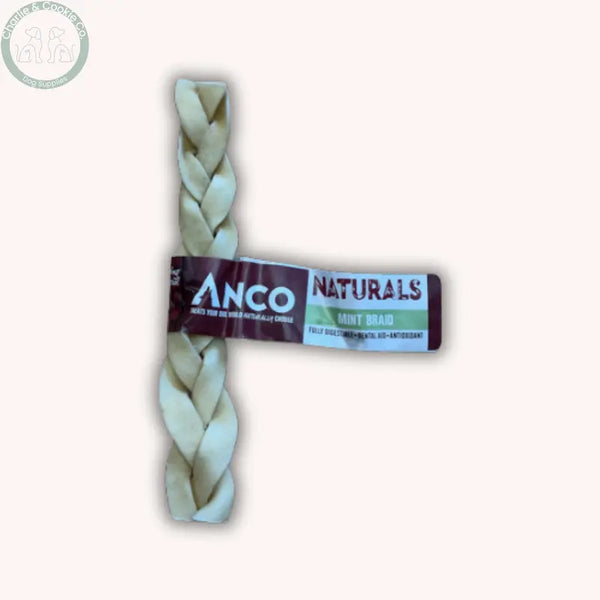 Anco Naturals Beef Skin Chews rolls or braids in Mint, Coconut, Honey or Peanut Butter