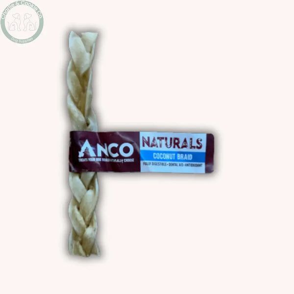 Anco Naturals Beef Skin Chews rolls or braids in Mint, Coconut, Honey or Peanut Butter