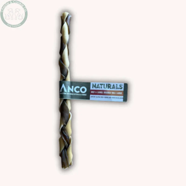 Anco Naturals Beef and Camel Braided Roll dog chew in Medium or Large