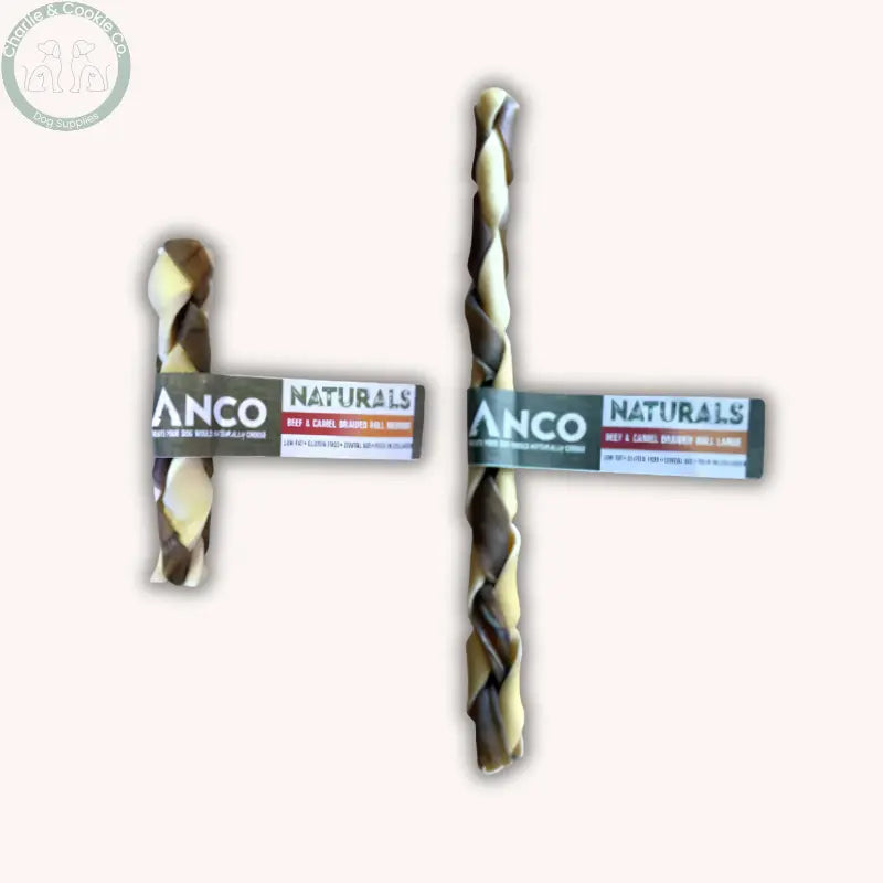 Anco Naturals Beef &amp; Camel Braided Roll | Medium or Large Dog Chew