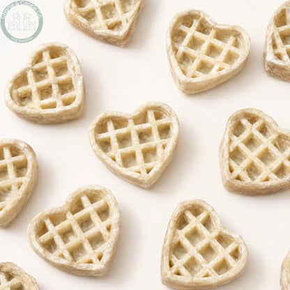 Anco Buffalo Collagen Treats heart-shaped chew flat lay