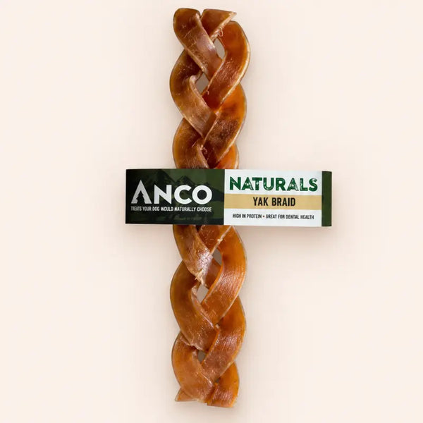 Anco Naturals Yak Skin Rolls and Braids dog chews