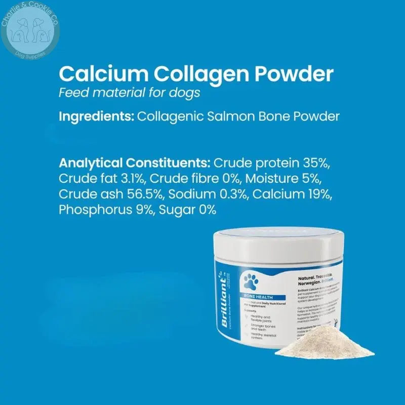 Brilliant Calcium and Collagen Bone Health Powder 200g - Joint &amp; Bone Support for Dogs Brilliant Petcare