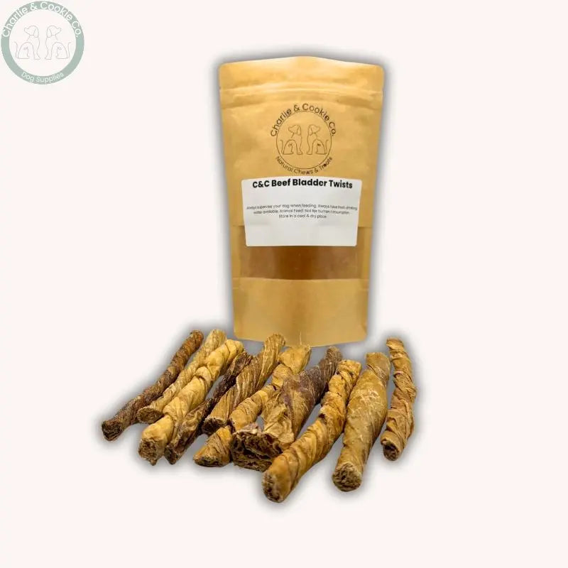 C&amp;C Beef Bladder Twists | Low-Fat, High-Protein Dental Chews Charlie &amp; Cookie Co.