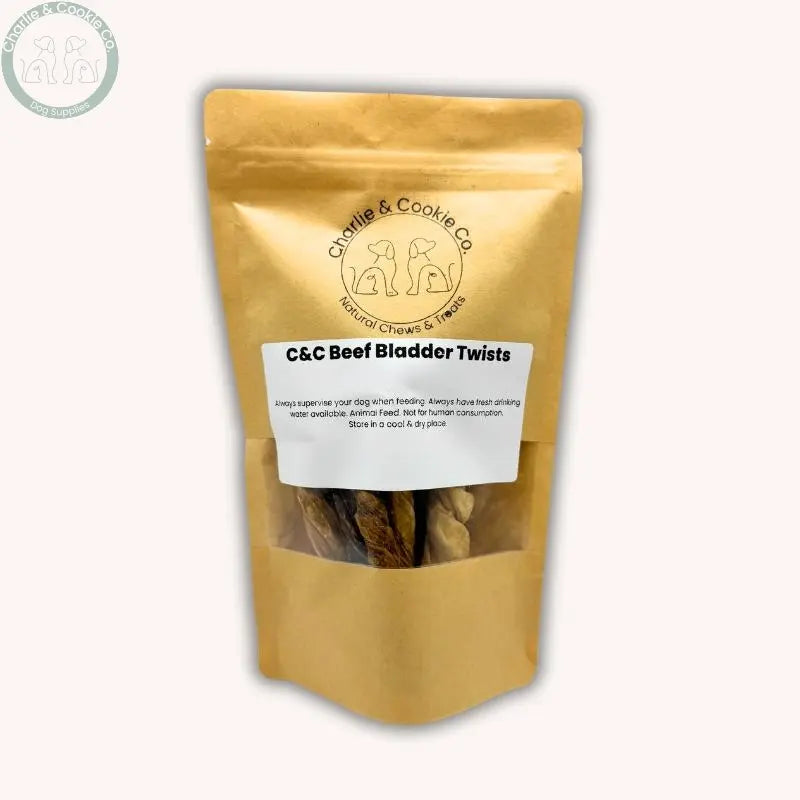 C&amp;C Beef Bladder Twists | Low-Fat, High-Protein Dental Chews Charlie &amp; Cookie Co.