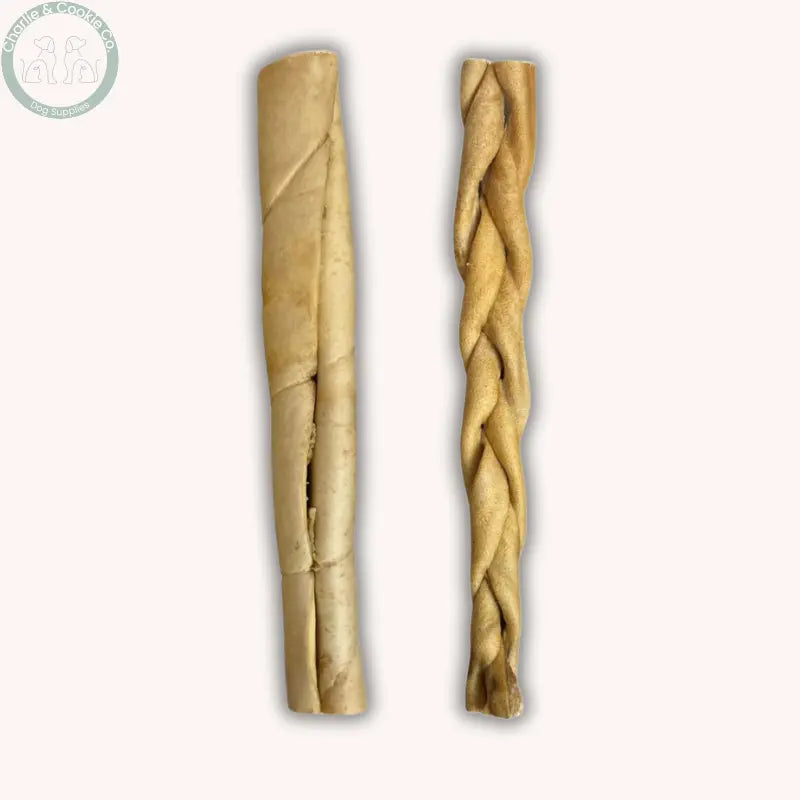 C&amp;C Beef Skin 30cm - Roll &amp; Braided Options (Individual Treat) - Long-Lasting, Nutrient-Rich Natural Dog Chew Charlie &amp; Cookie Co.