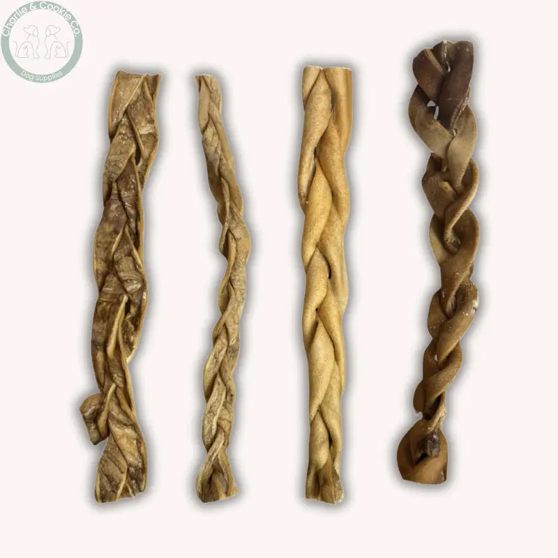 C&amp;C Braided Beef Skin Dog Chew single 30cm natural air-dried chew