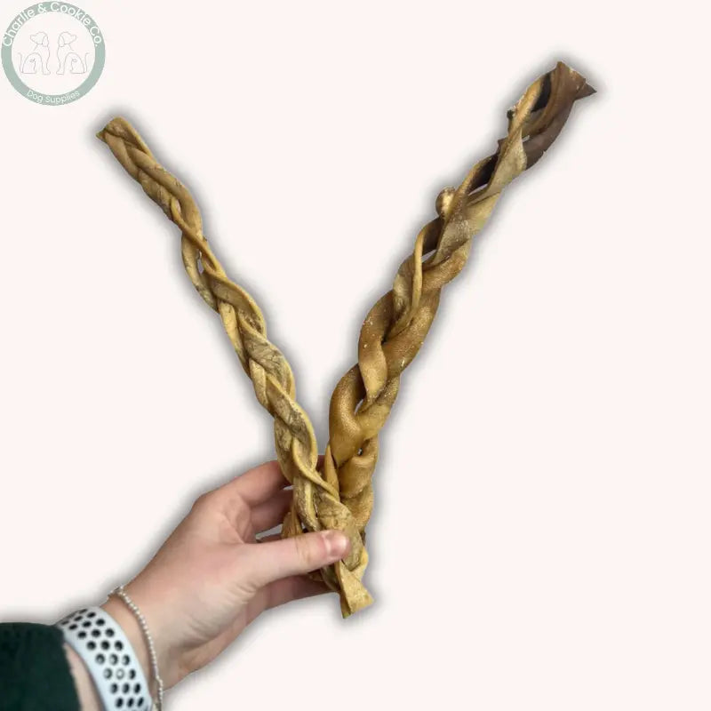 C&amp;C Braided Beef Skin Dog Chew single 30cm natural air-dried chew