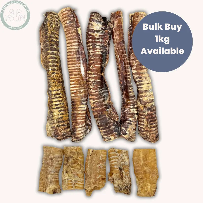 C&amp;C Beef Trachea Chews 1kg natural beef dog chews in 10-15cm or 30-35cm