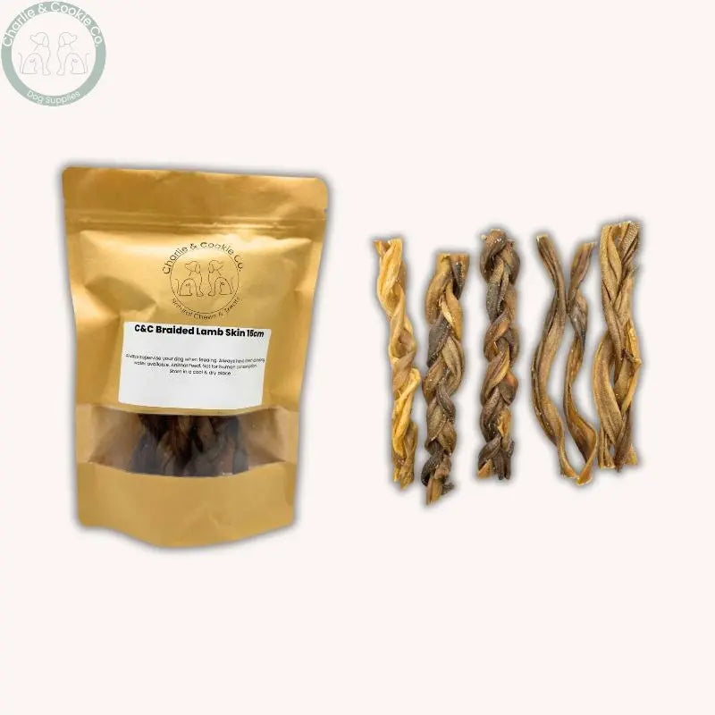 C&amp;C Braided Lamb Skin 15cm | Hypoallergenic, High Protein Chew for Dogs Charlie &amp; Cookie Co.