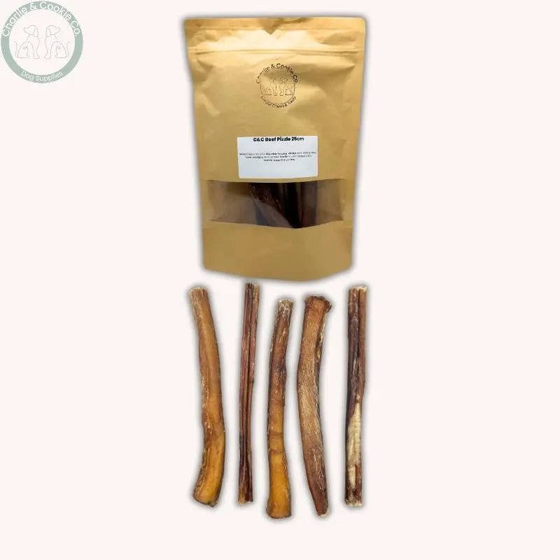 C&amp;C Bulls Pizzle 5 Pack natural beef dog chews in 12cm or 25cm
